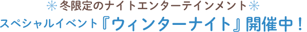 冬限定のナイトエンターテインメント　スペシャルイベント『ウィンターナイト』開催中！