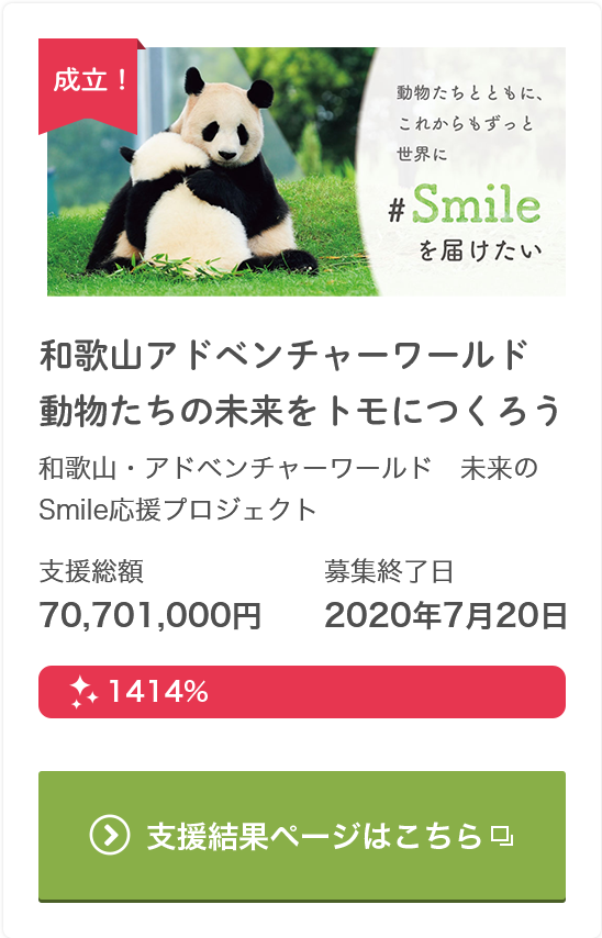 クラウドファンディング 未来の Smile 応援プロジェクト アドベンチャーワールド